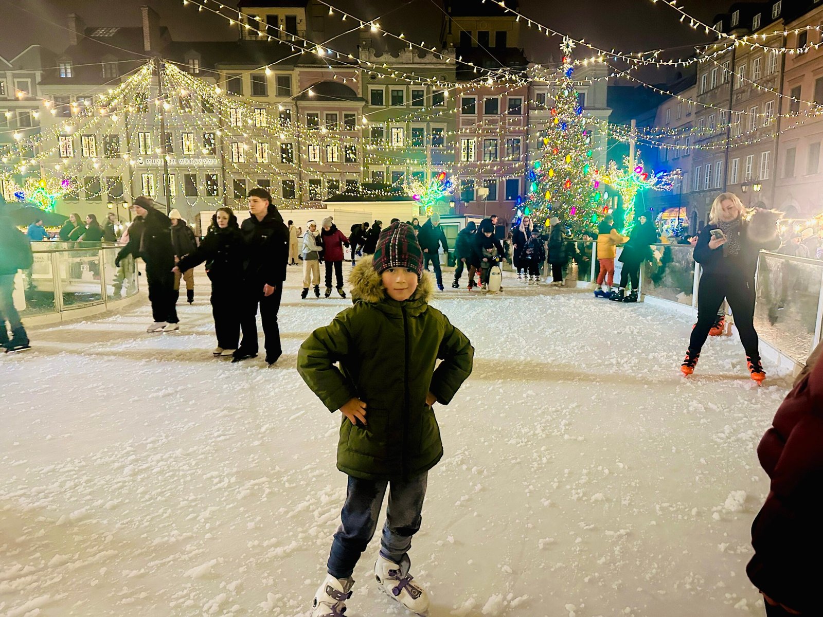 Christmas ice rink in Warsaw Old Town