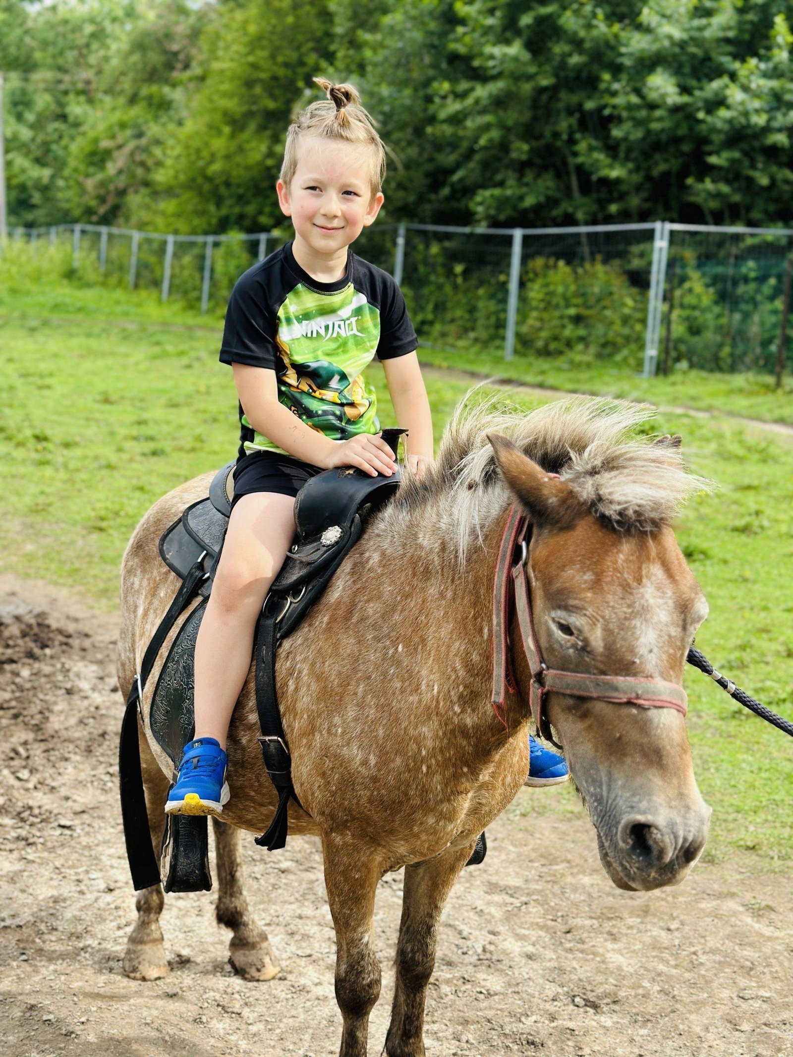 Riding a pony