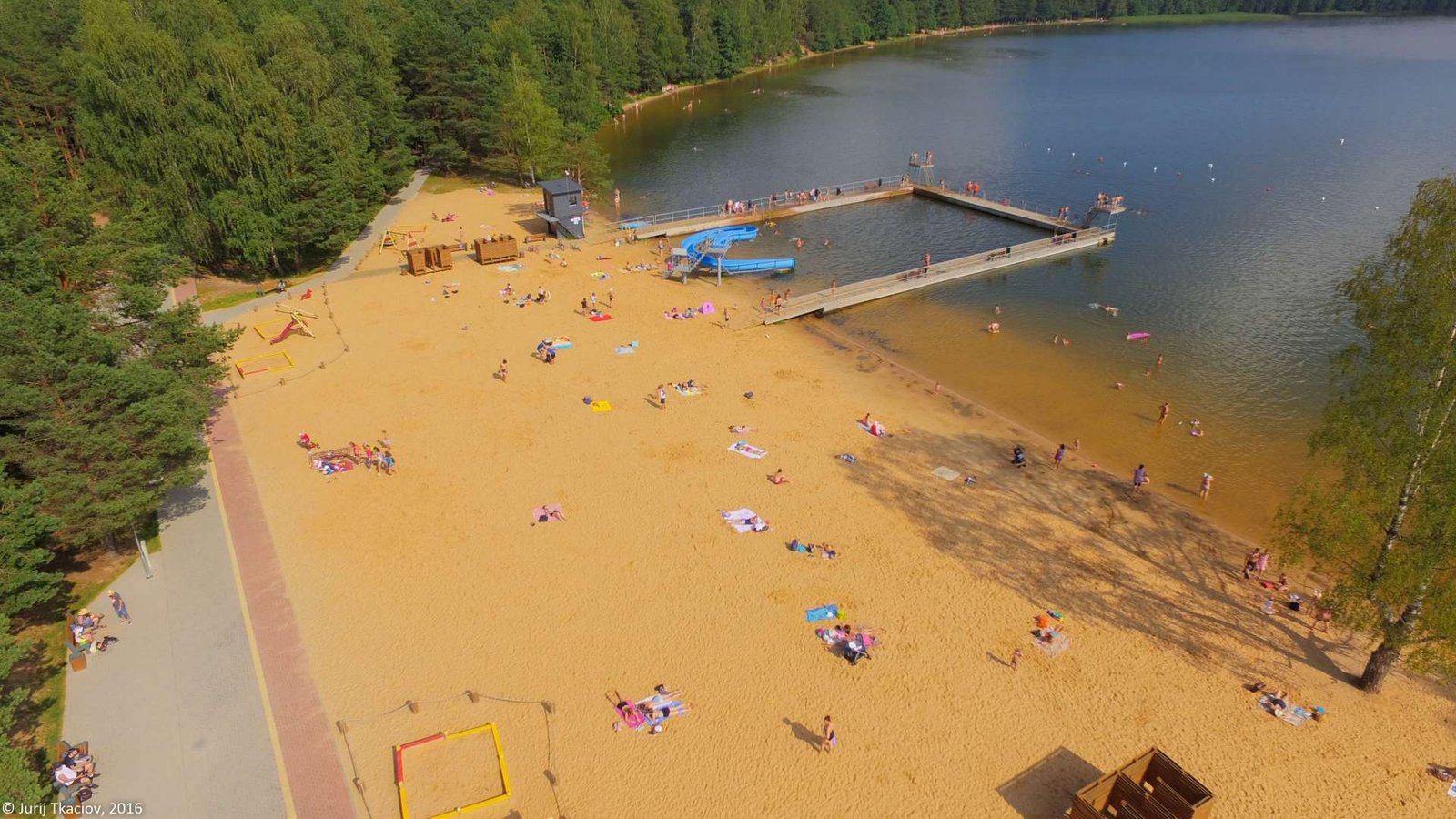 Visaginas lake beach and free water slide