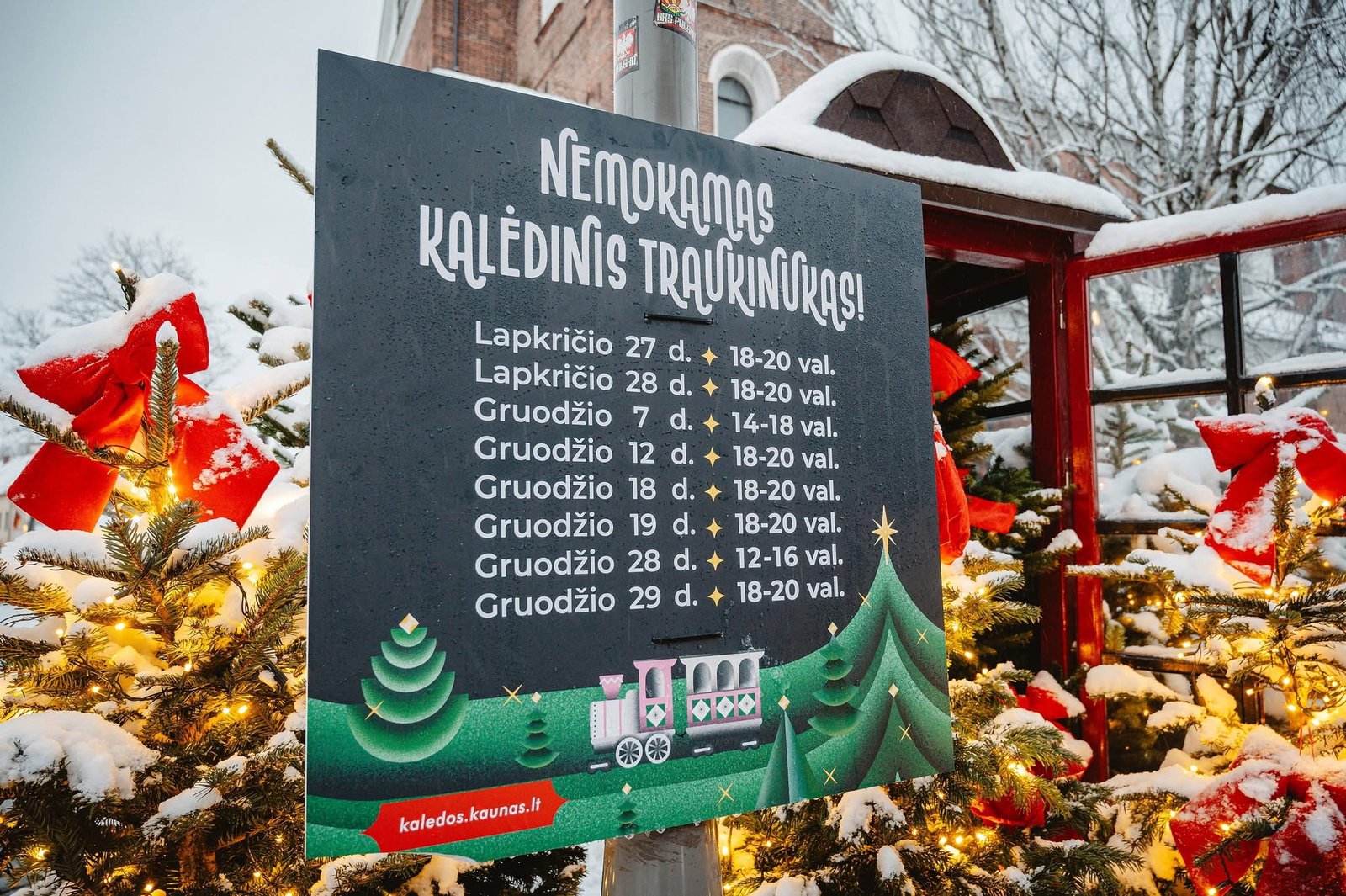 Christmas train schedule in Kaunas