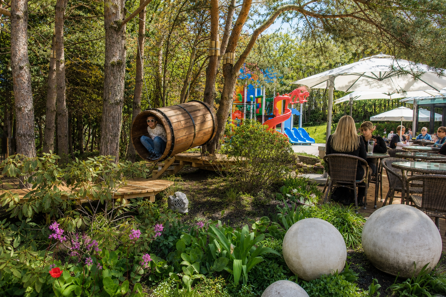 Seaside terrace with a children’s playground