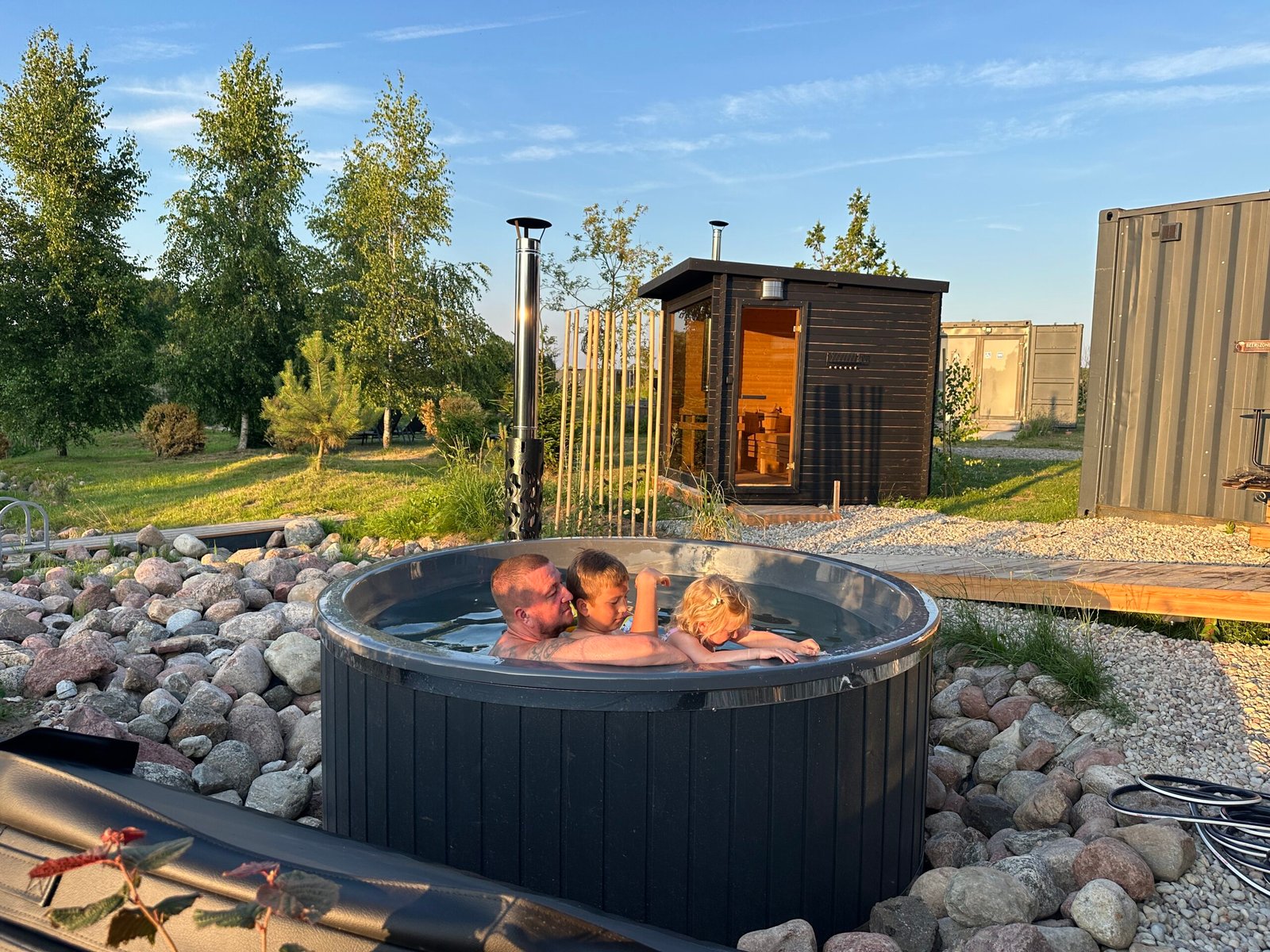 Family stay with a hot tub and sauna