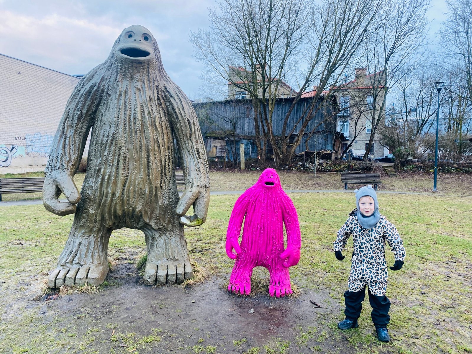 Snow people sculptures in Vilnius