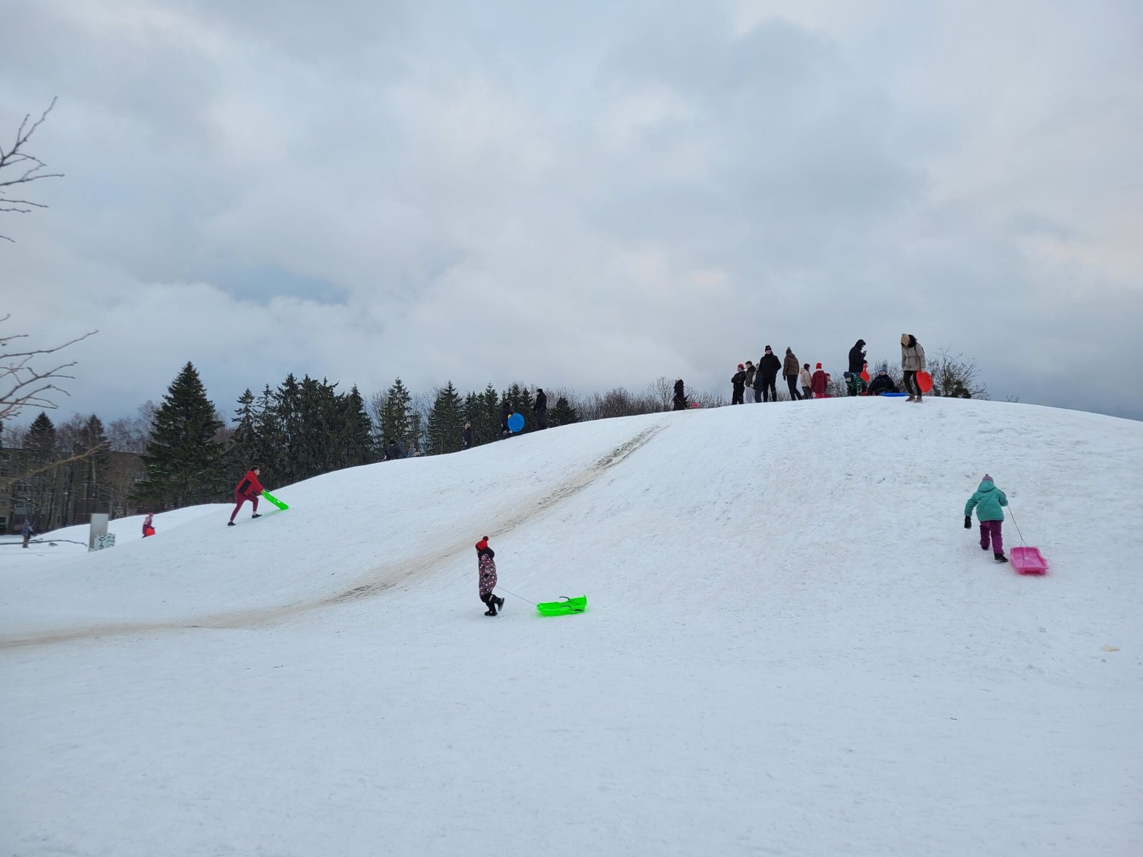 Sledding hills in Draugystės park in Kaunas