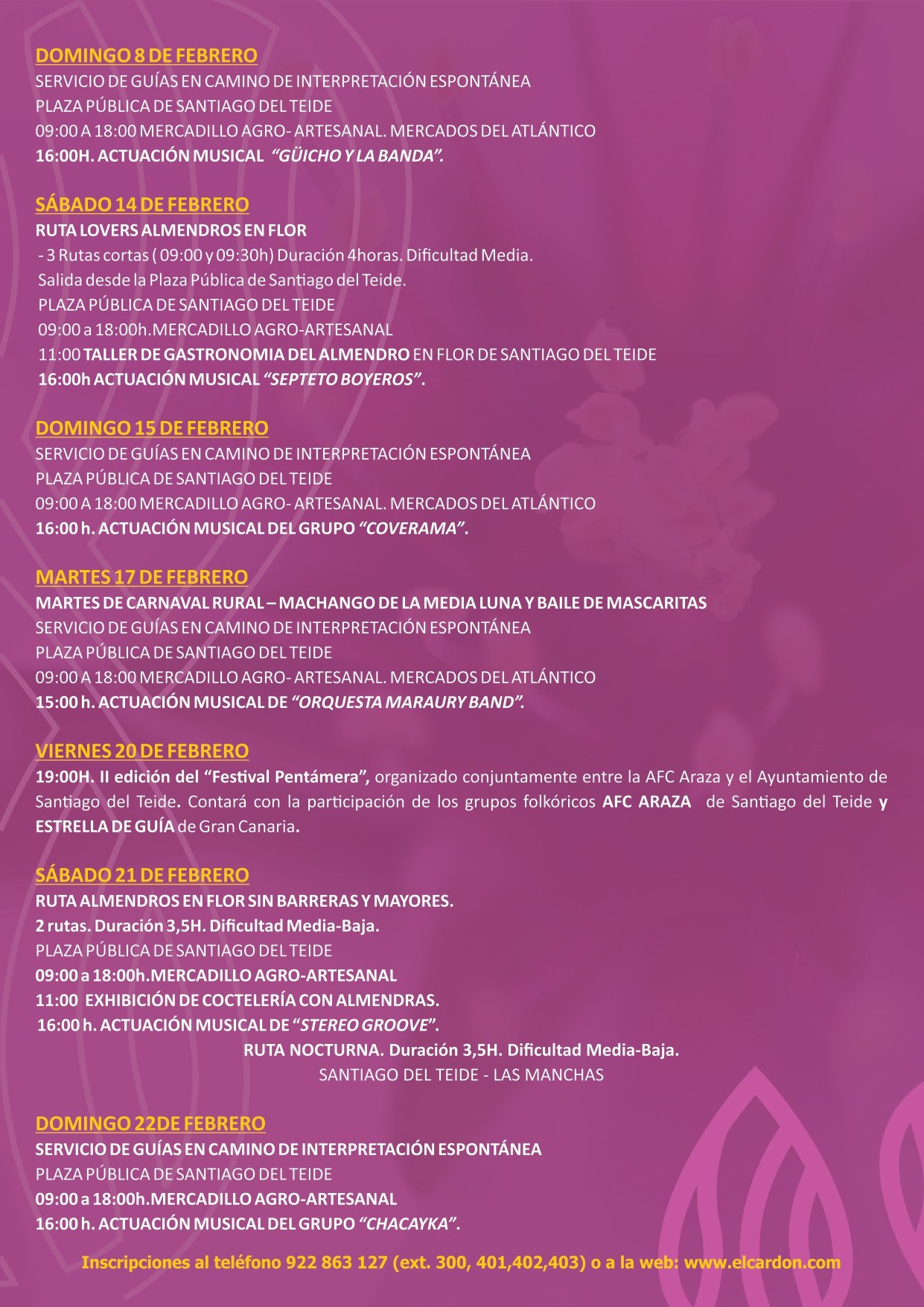 Almond blossom festival program in Tenerife