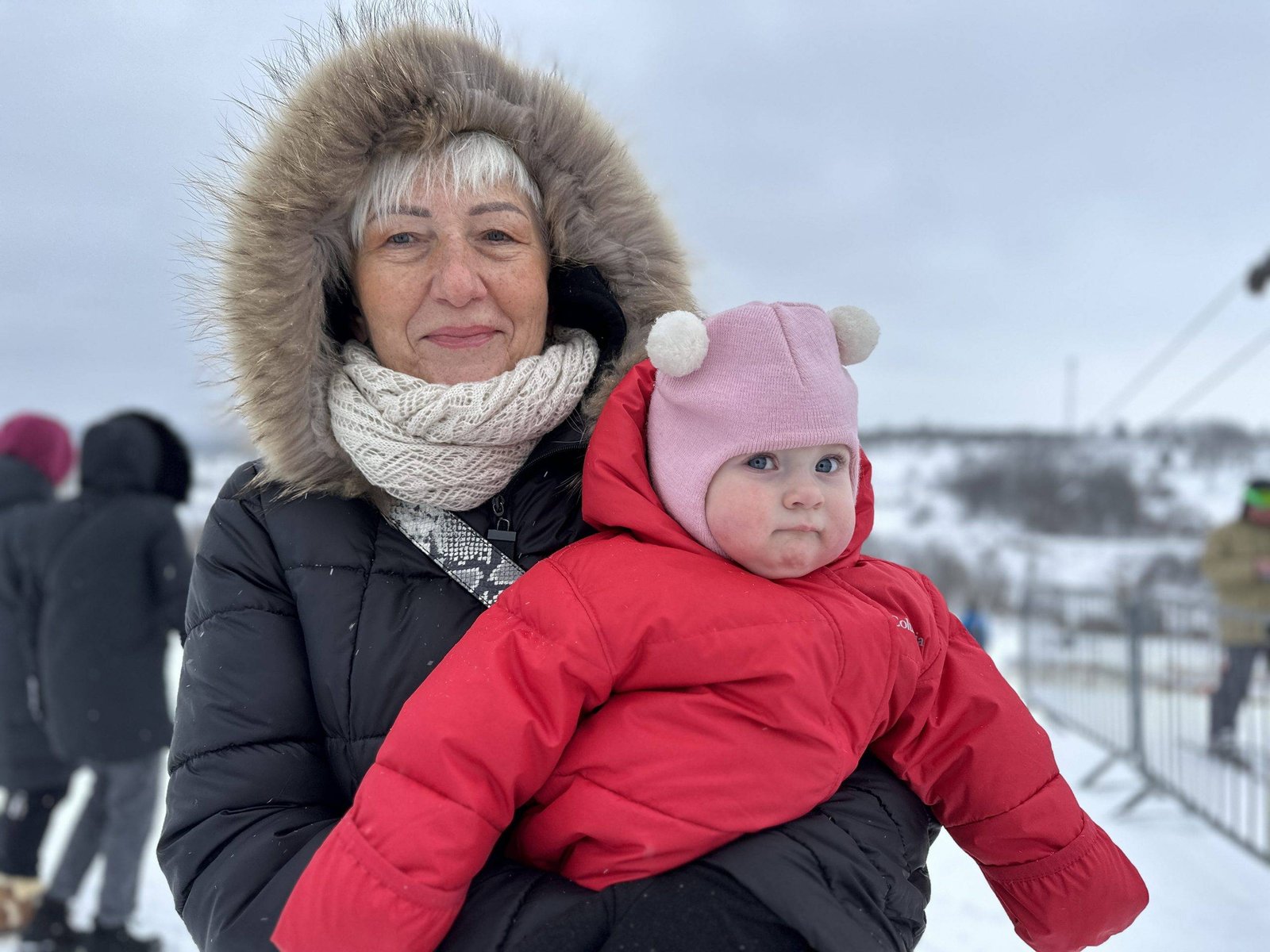 Outdoors with children in winter