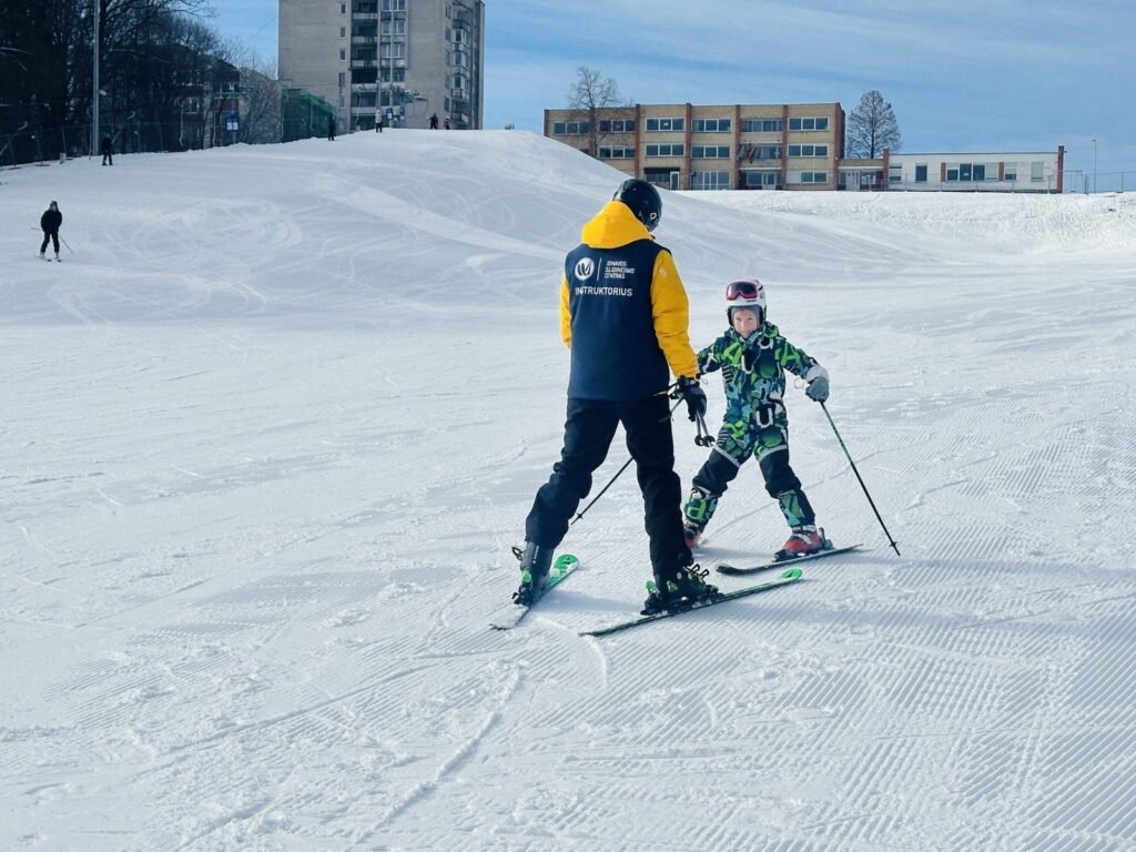 Skiing in Jonava with kids